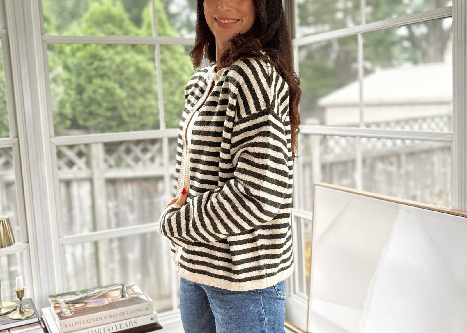 'Row Club' Striped Cardigan - Love and Lee Apparel