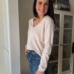The Aurelie Long Sleeve V - Neck Knit Pullover Sweater - Love and Lee Apparel