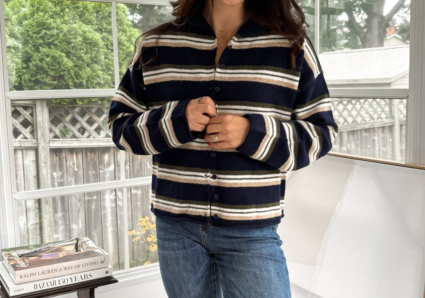 'Meet Me on Campus' Multi-Color Stripe Rolled Neck Knit Cardigan - Love and Lee Apparel