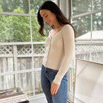 'The Cambridge House' Scoop Neck Button Fitted Ribbed Knit Cardigan - Love and Lee Apparel