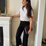 The Janessa High Rise Raw Hem Cropped Wide Leg Jeans in Black - Love and Lee Apparel