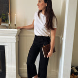 The Janessa High Rise Raw Hem Cropped Wide Leg Jeans in Black - Love and Lee Apparel
