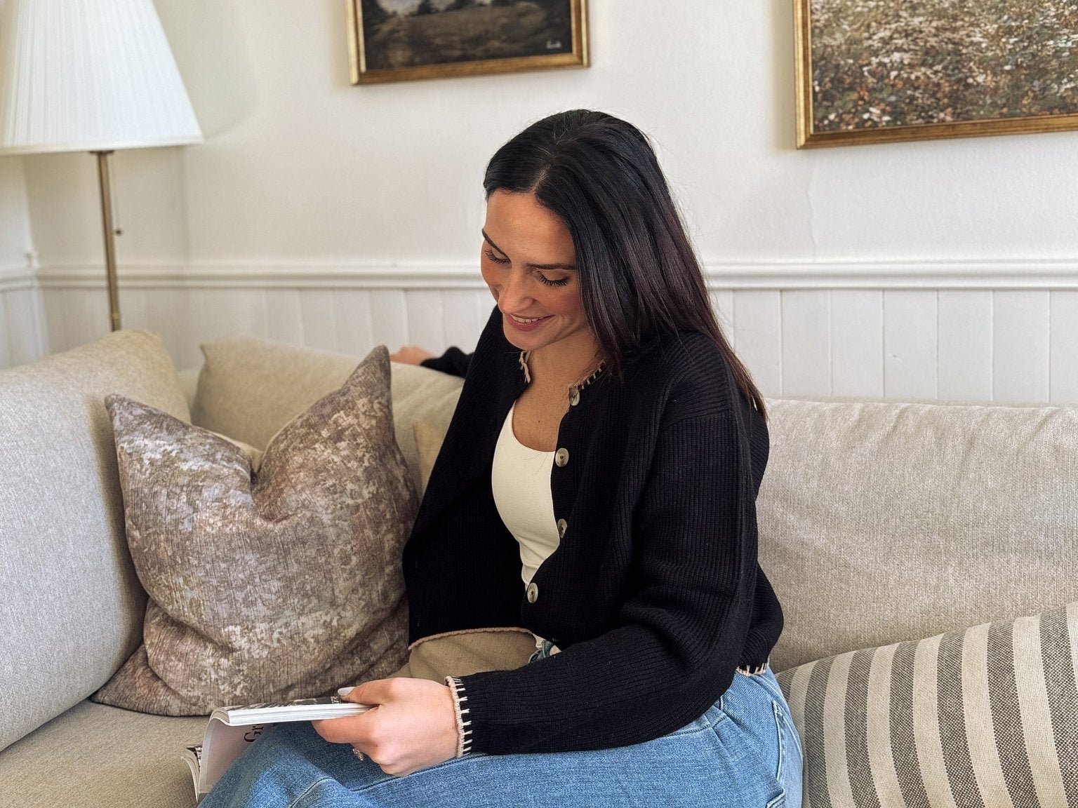 The Eugenie Contrast Stitch Trim Button Down Knit Cardigan - Love and Lee Apparel