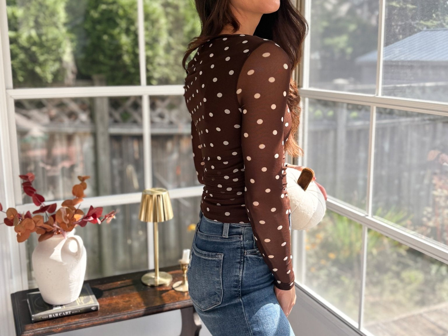 Autumn Social Sheer Mesh Long Sleeve Top - Love and Lee Apparel