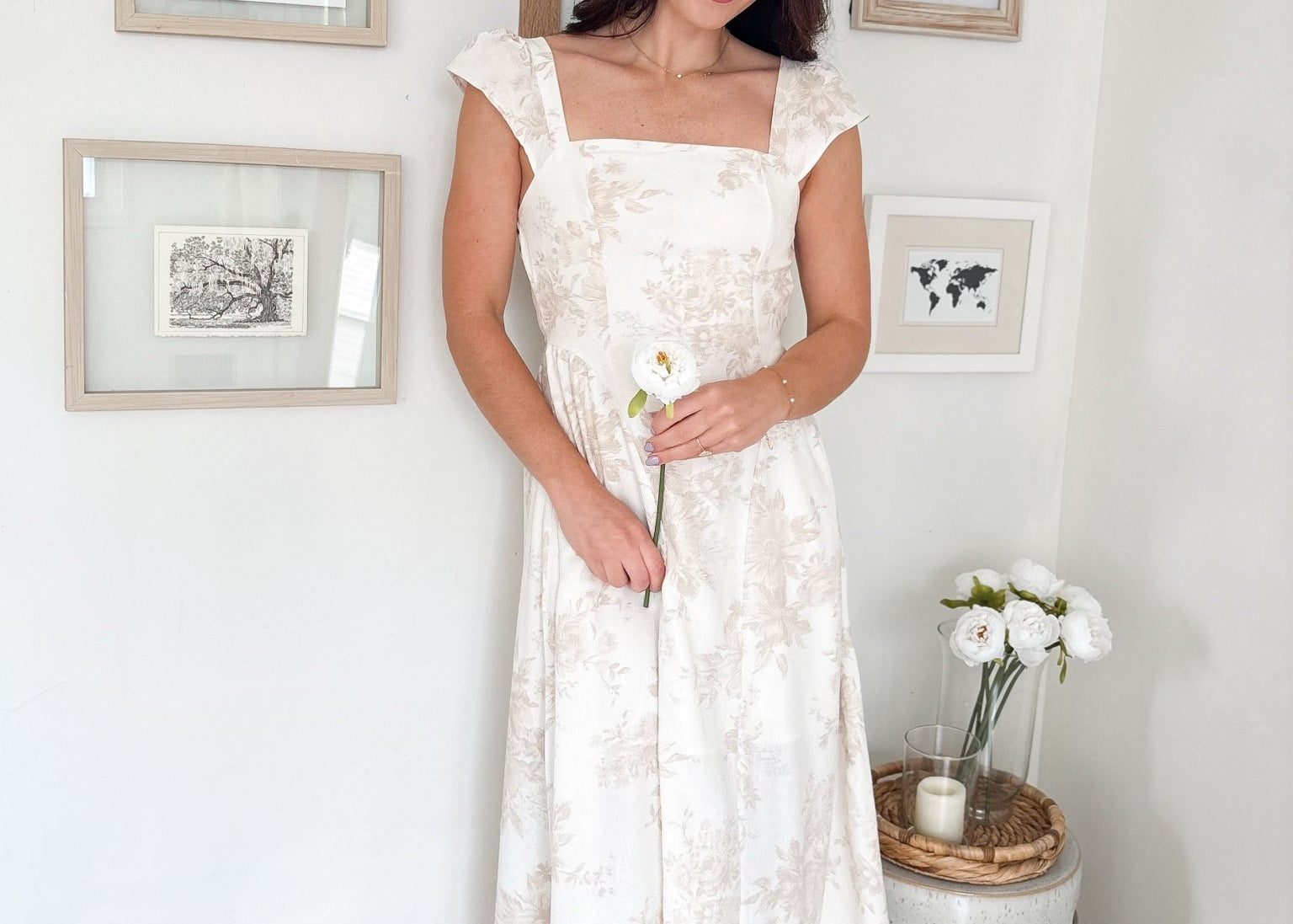 Charlie Floral Square Neck Midi Dress - Love and Lee Apparel