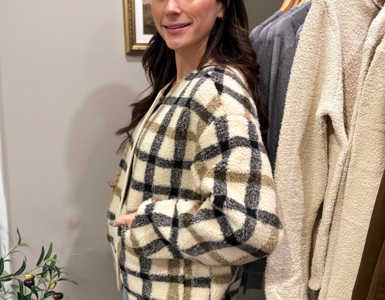 The Sabrina Plaid Button Down Teddy Jacket - Love and Lee Apparel