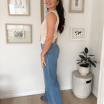 The Tori High Rise Medium Wash Frayed Hem Wide Leg Jeans - Love and Lee Apparel