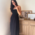 The Chanel Contrast Tie Spaghetti Strap Mix Media Midi Dress - Love and Lee Apparel