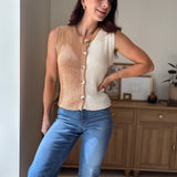 The Kyleigh Colourblock Button Front Knit Top - Love and Lee Apparel