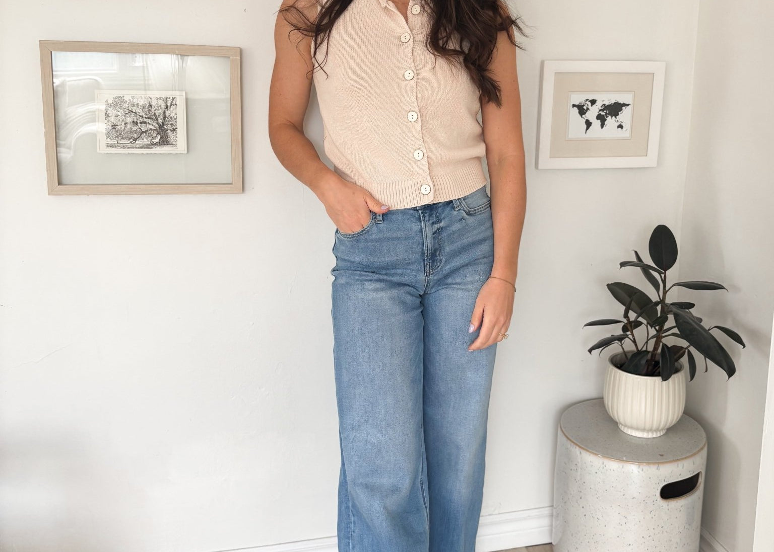 The Tori High Rise Medium Wash Frayed Hem Wide Leg Jeans - Love and Lee Apparel