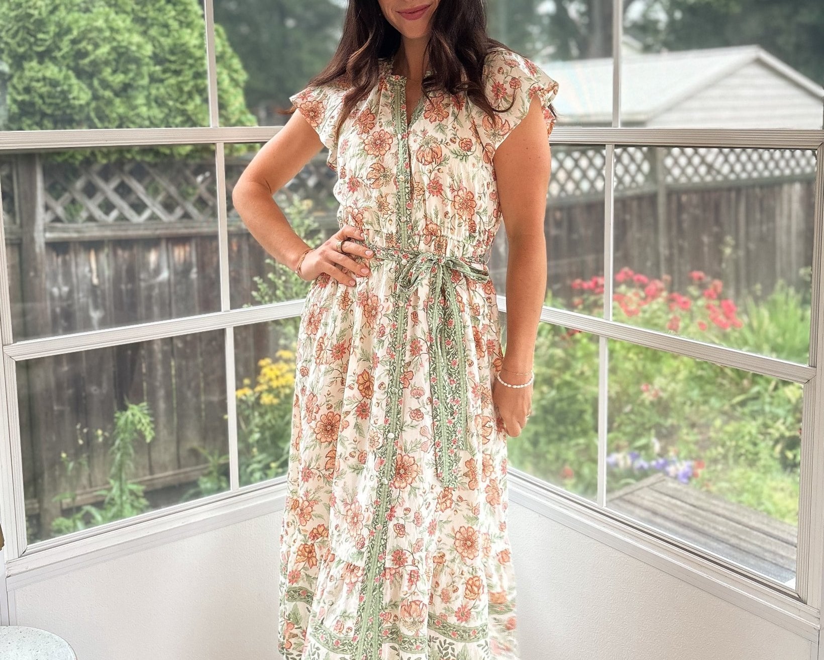 Hera Short Sleeve Belted Midi Dress - Love and Lee Apparel