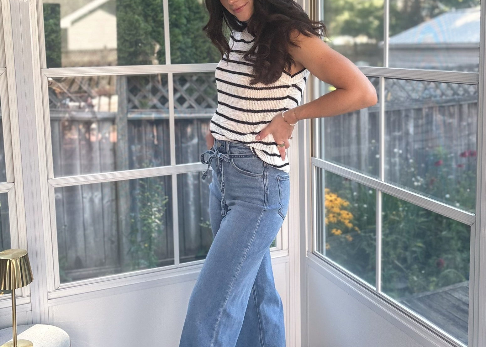 Olive High Waisted Wide Leg Jeans with Removable Denim Belt - Love and Lee Apparel