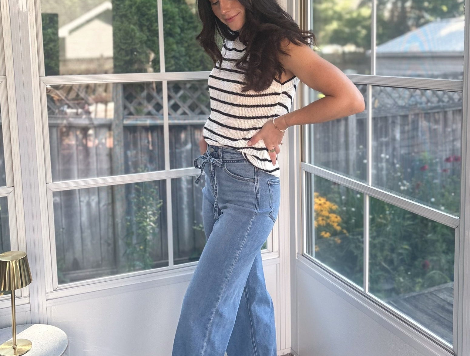 Olive High Waisted Wide Leg Jeans with Removable Denim Belt - Love and Lee Apparel
