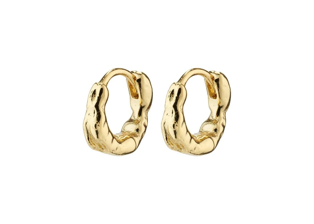 Eddy Recycled Organic Shaped Mini Huggie Hoops Silver & Gold 10mm - Love and Lee Apparel