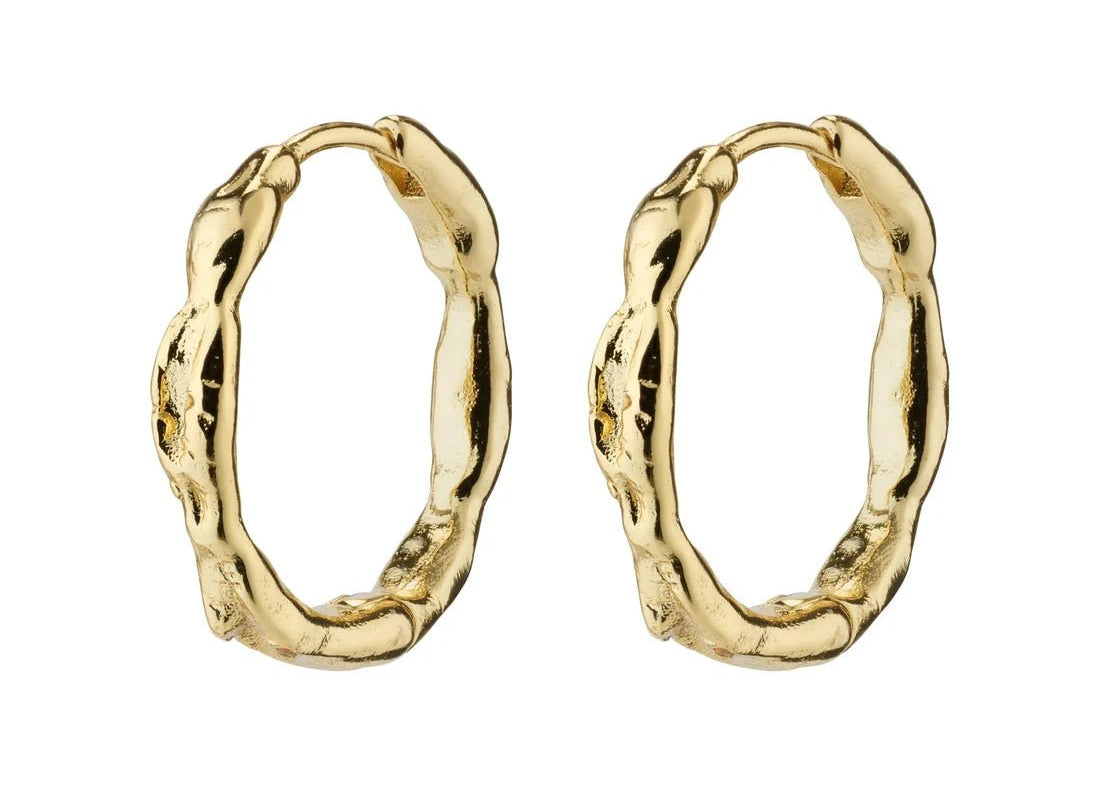 Eddy Recycled Organic Shaped Medium Hoops in Silver & Gold- 18mm - Love and Lee Apparel