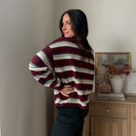 The 'Sparkling Cider' Multi-Color Stripe Rolled Neck Knit Cardigan - Love and Lee Apparel