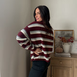 The 'Sparkling Cider' Multi-Color Stripe Rolled Neck Knit Cardigan - Love and Lee Apparel