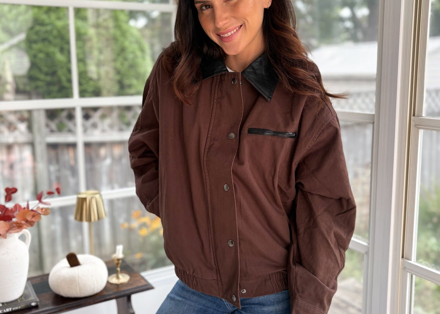 November Air Contrast Vegan Leather Collar Jacket - Love and Lee Apparel