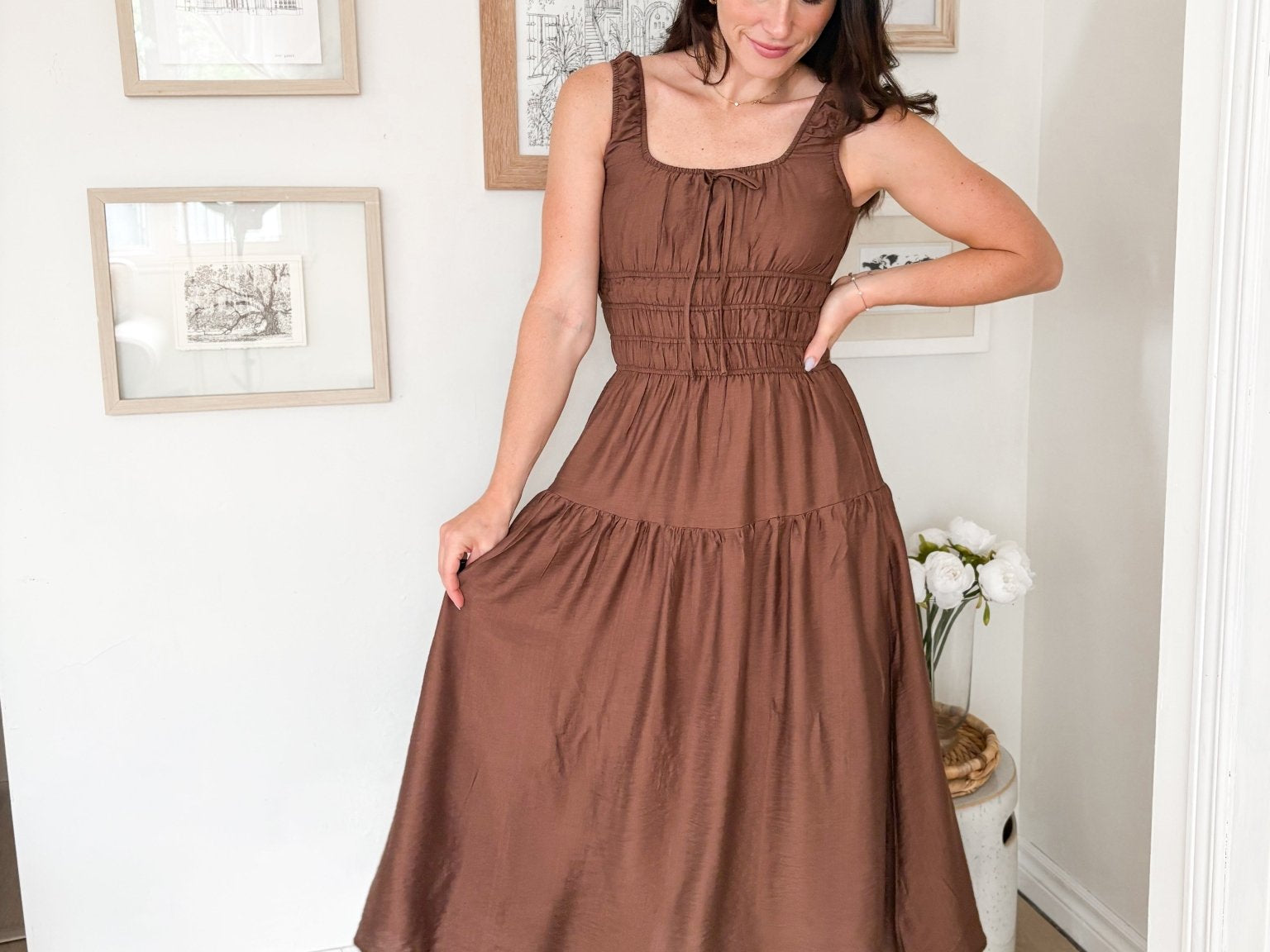 Wilder Elastic Waist Midi Dress - Love and Lee Apparel