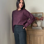 The Mauve Wine Long Sleeve O-Neck Pullover Sweater - Love and Lee Apparel