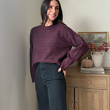 The Mauve Wine Long Sleeve O-Neck Pullover Sweater - Love and Lee Apparel
