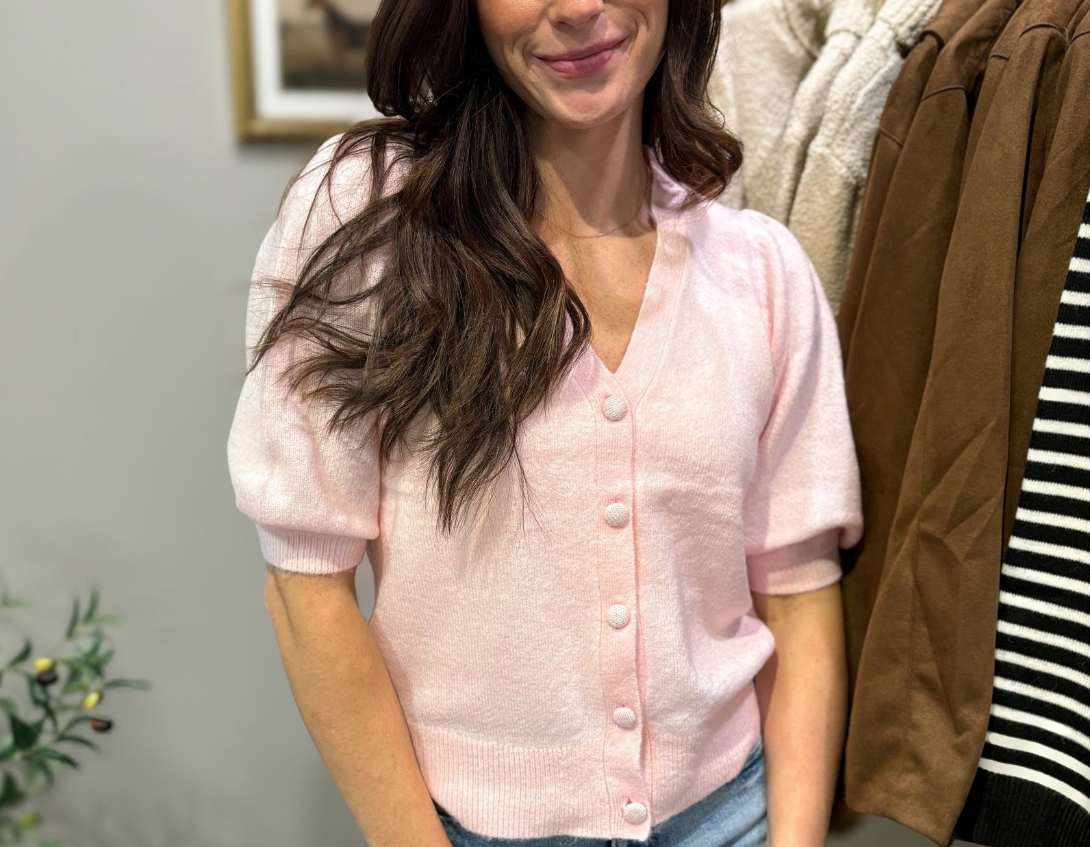 Liva V - neck Short Sleeve Cardigan - Love and Lee Apparel