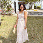 The Macy Stripe Smocked Ruffle Trim Midi Dress - Love and Lee Apparel
