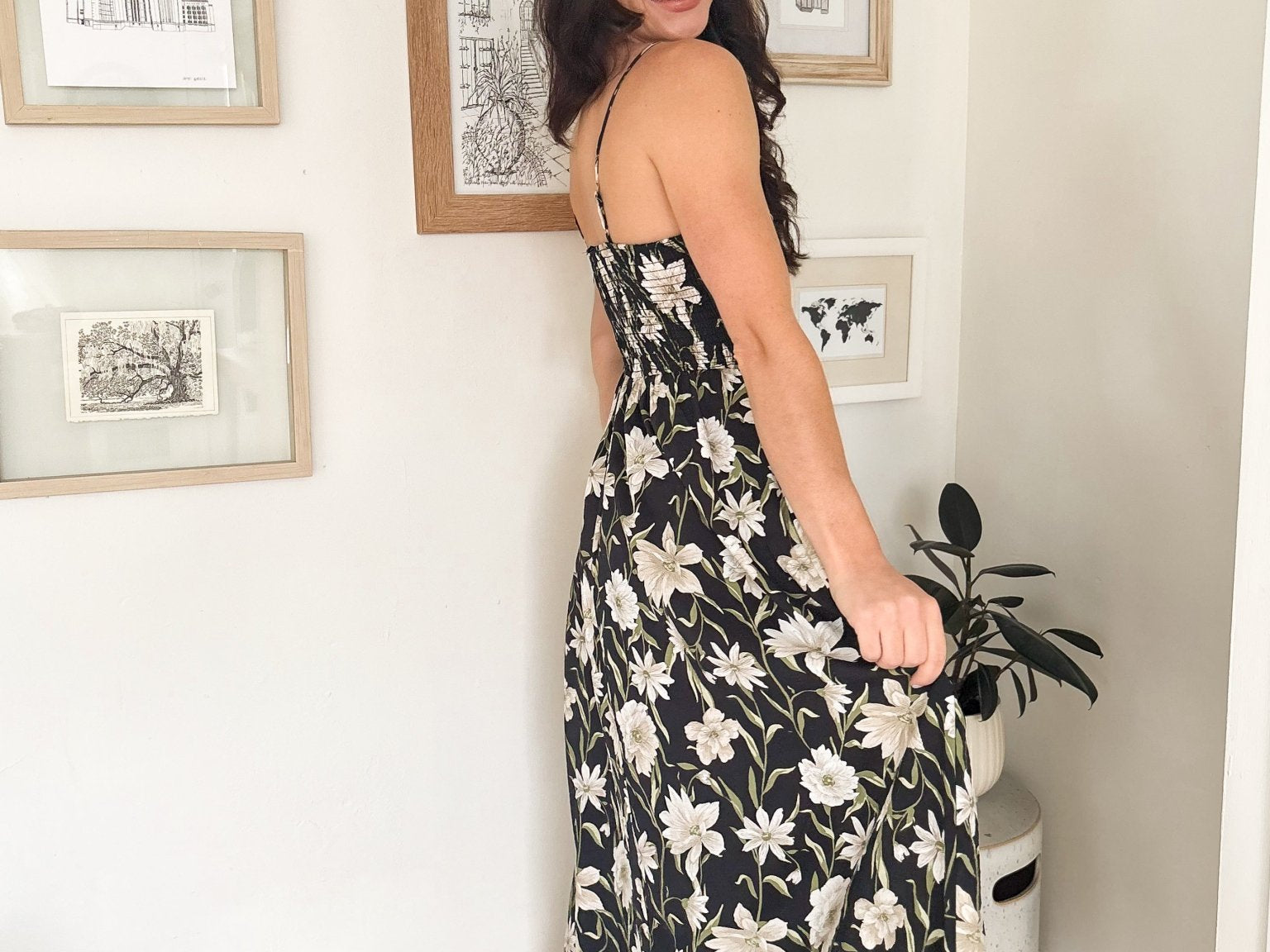 The Isabelle Floral Smocked Spaghetti Strap Midi Sundress - Love and Lee Apparel