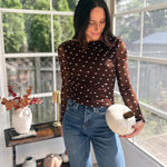 Autumn Social Sheer Mesh Long Sleeve Top - Love and Lee Apparel
