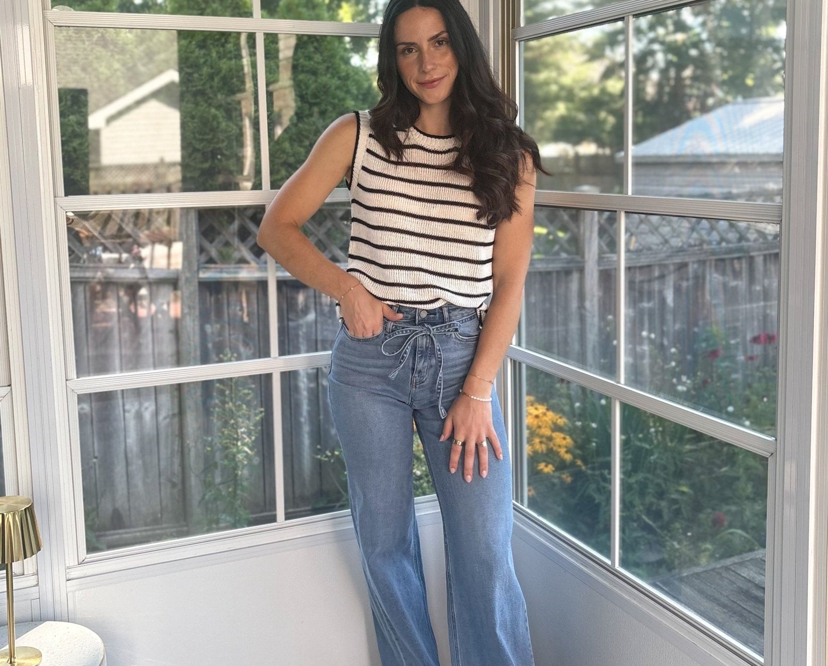 Olive High Waisted Wide Leg Jeans with Removable Denim Belt - Love and Lee Apparel