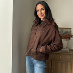 The 'Cozy Fireside' Studded Collared Zip-Up Suede Jacket - Love and Lee Apparel
