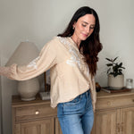 The Aspen Floral Embroidered Cotton Blend Blouse Boho Puff Sleeve - Love and Lee Apparel