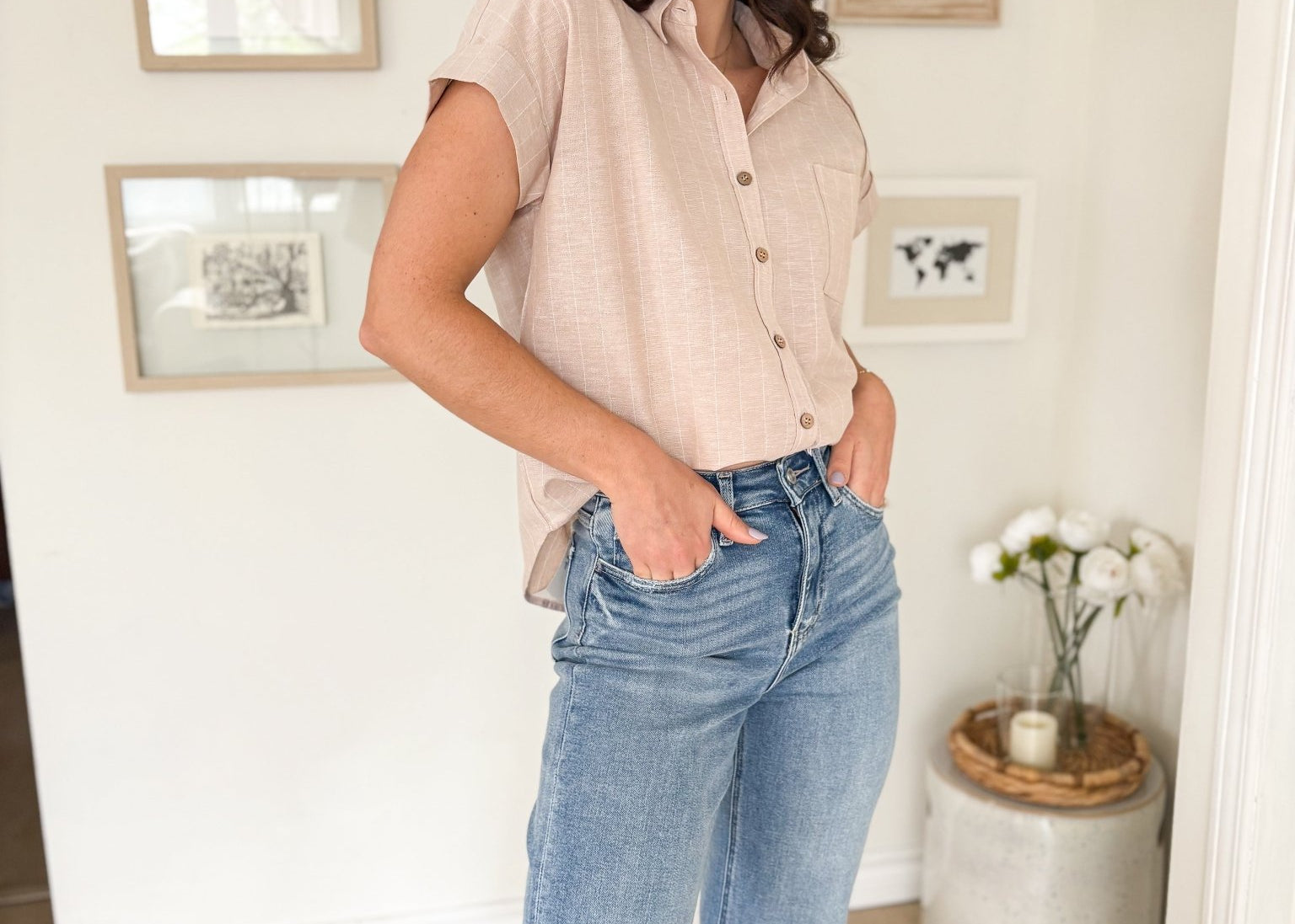 Saralynn Linen Short Sleeve Blouse - Love and Lee Apparel