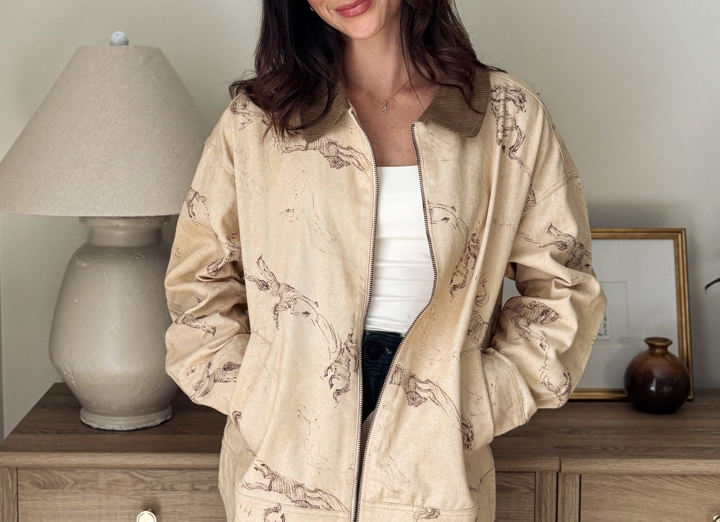 The Countryside Stables Western Horse Print Zip Up Jacket - Love and Lee Apparel