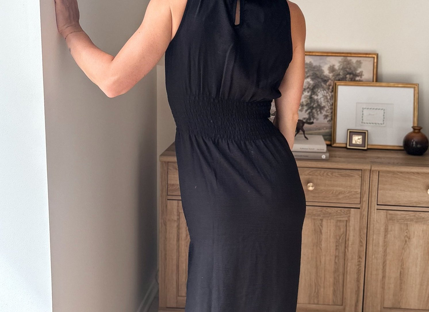 The Peyton Sleeveless Tie Detail Linen Effect Woven Midi Dress - Love and Lee Apparel
