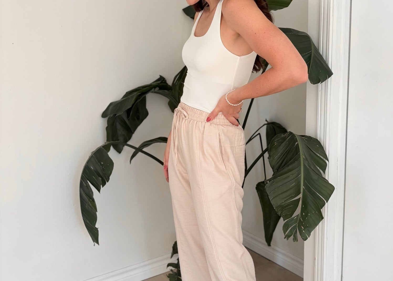 The Maureen Elastic Waist Front Tie Lounge Pants - Love and Lee Apparel