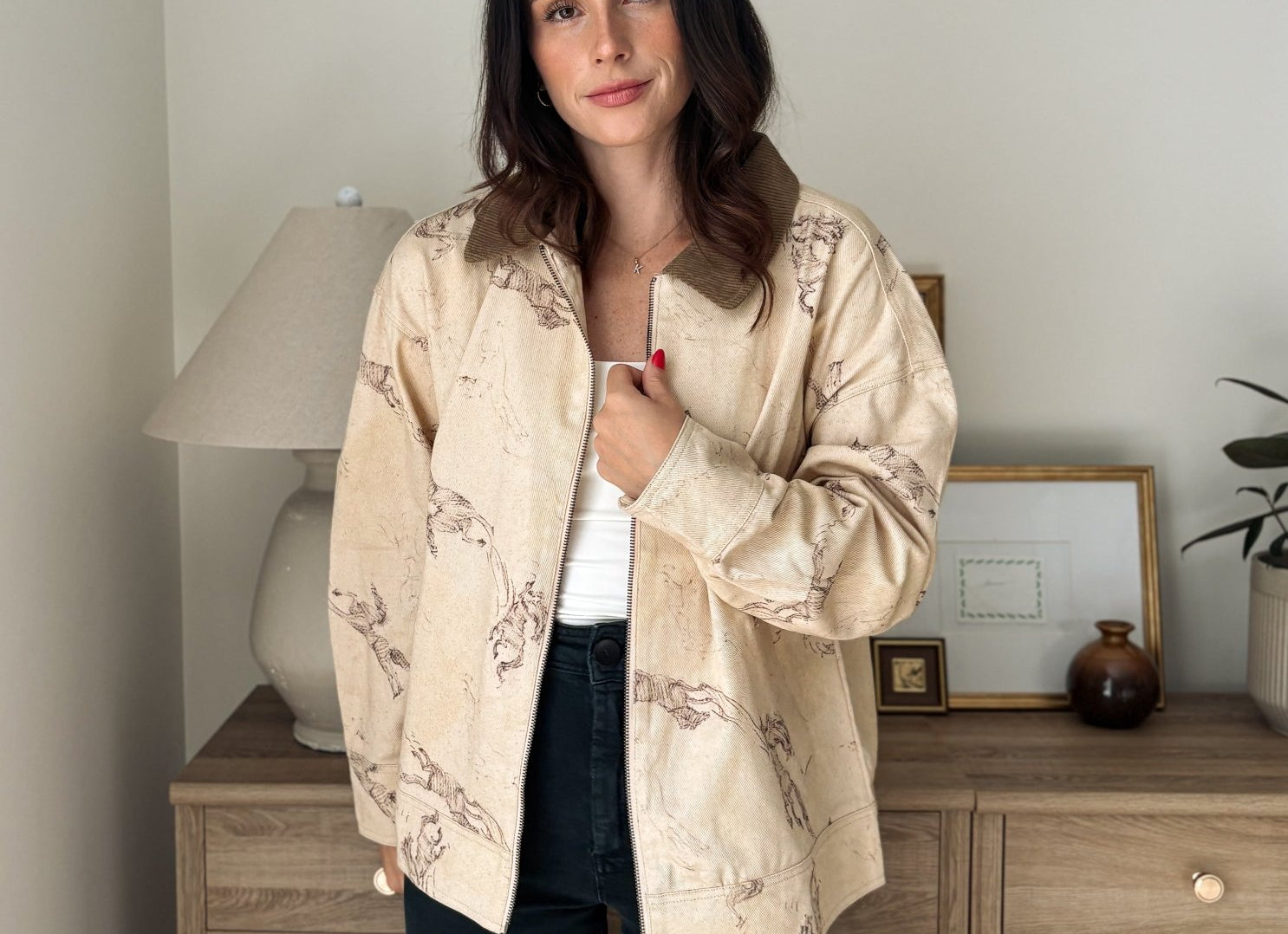 The Countryside Stables Western Horse Print Zip Up Jacket - Love and Lee Apparel