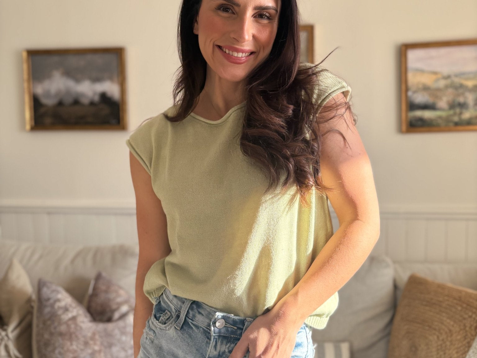 The Jasmine Raw Edge Drop Shoulder Knit Top - Love and Lee Apparel