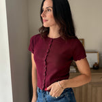 The Bordeaux Short Sleeve Button Down Knit Cardigan - Love and Lee Apparel