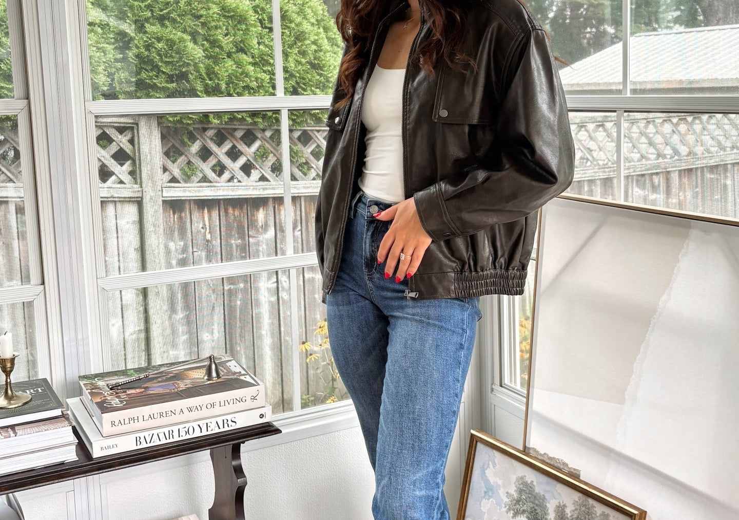 'The Varsity Club' Collared Zip-Up Faux Leather Bomber Jacket - Love and Lee Apparel