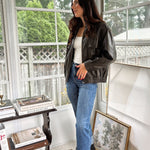 'The Varsity Club' Collared Zip-Up Faux Leather Bomber Jacket - Love and Lee Apparel