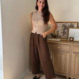The Camille Contrast Stitch Trim Button Down Ribbed Knit Vest - Love and Lee Apparel