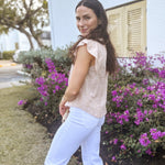 The Fiona Flutter Sleeve Button Down Embroidered Top - Love and Lee Apparel