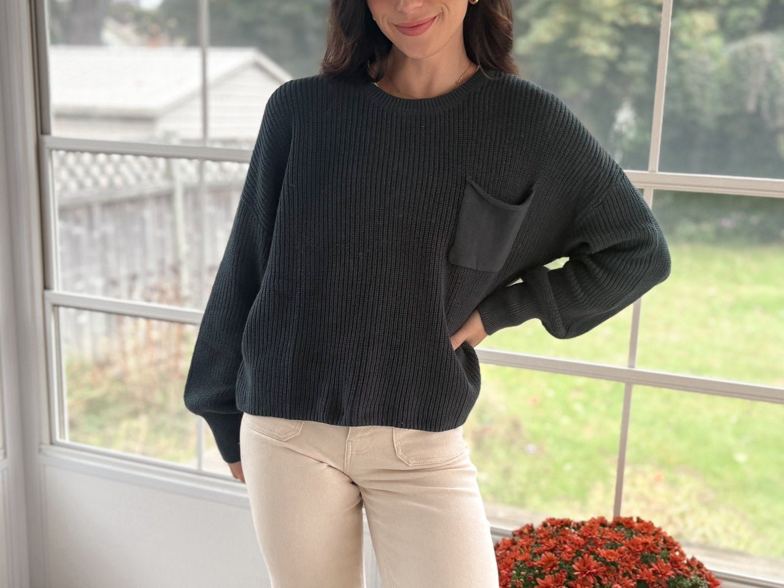 The Autumn Evergreen Raw Edge Cropped Knit Sweater - Love and Lee Apparel