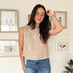 The Ellis Embroidered Floral Pattern Sleeveless Lace Trim Top - Love and Lee Apparel
