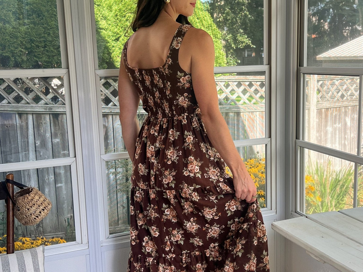 Sloan Floral Front Lace Up Corset Sleeveless Midi Dress - Love and Lee Apparel