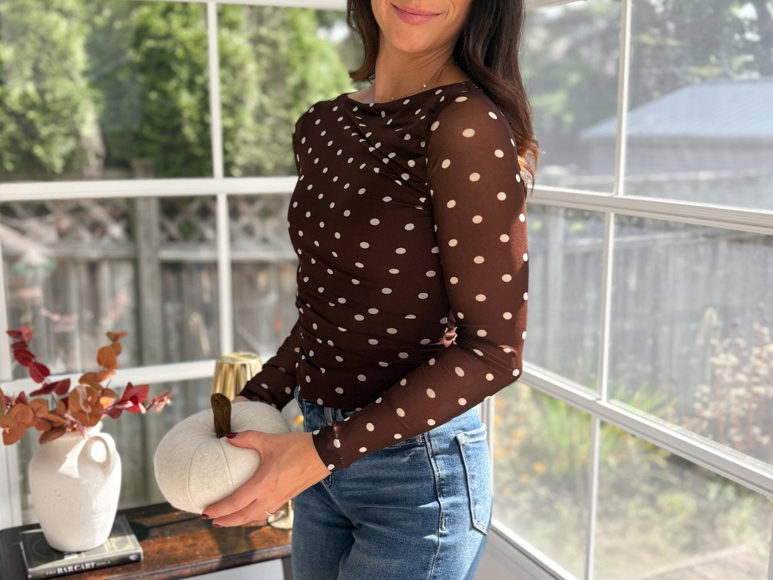 Autumn Social Sheer Mesh Long Sleeve Top - Love and Lee Apparel
