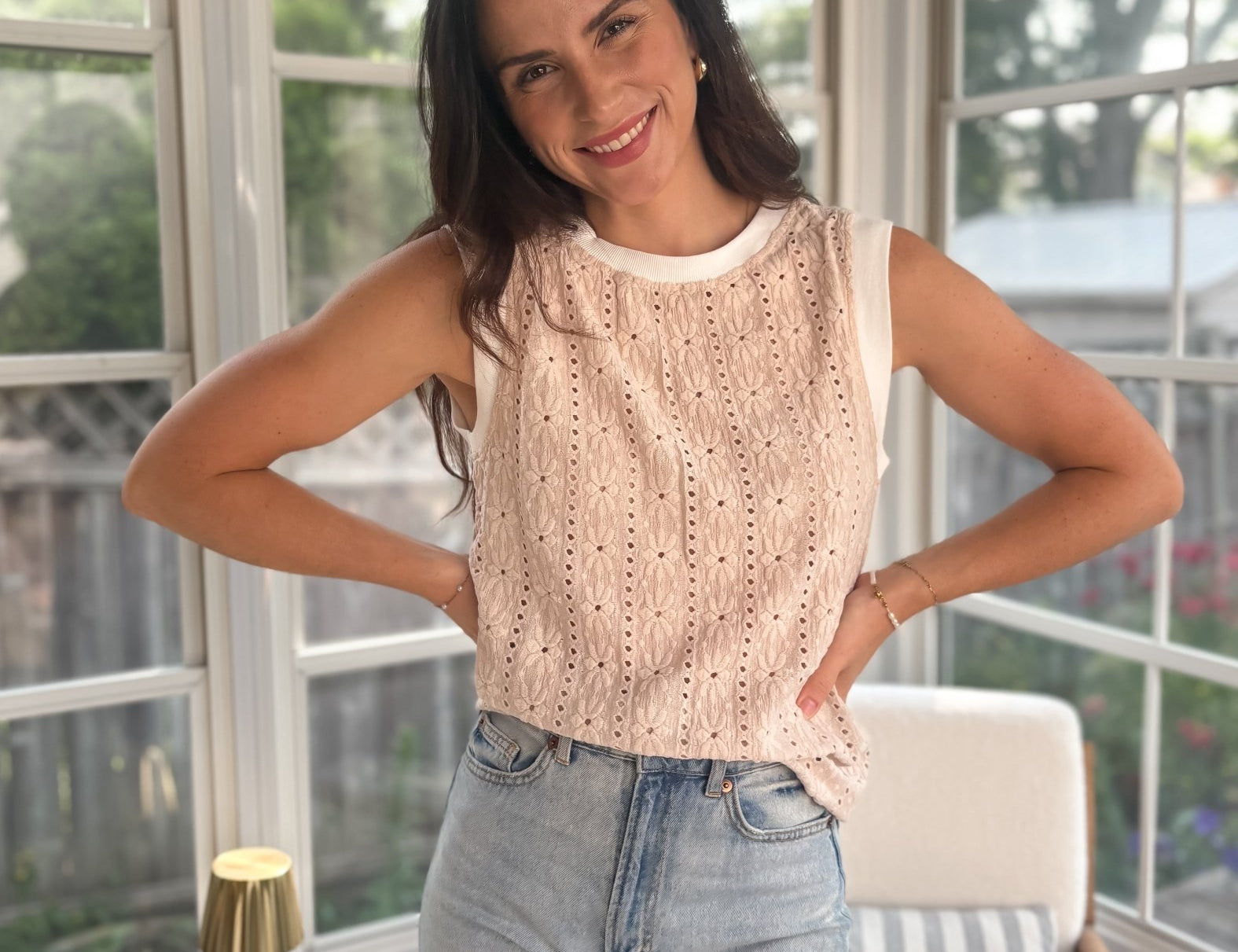 Starlight Eyelet Sleeveless Top - Love and Lee Apparel