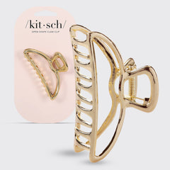 Kitsch Metal Open Shape Claw Clip - Gold - Love and Lee Apparel