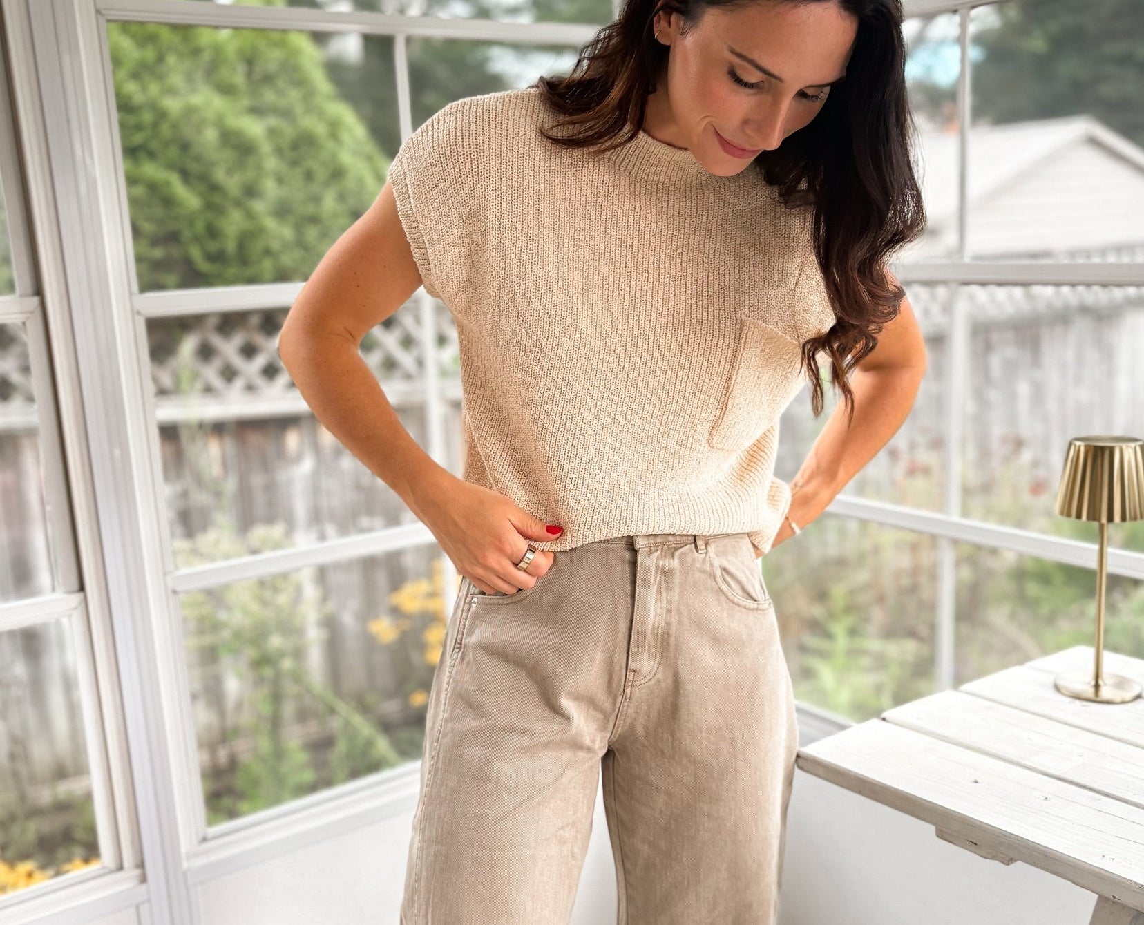 The Calla Pocket Detail Drop Shoulder Short Sleeve Sweater - Love and Lee Apparel